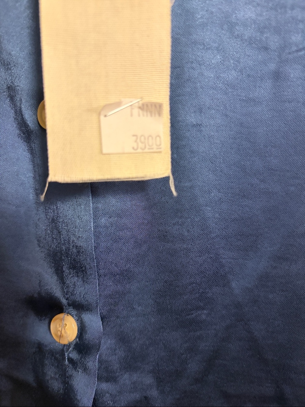 MYSTREE Satin Button-Up Shirt in Navy Blue SATIN NWT LARGE - Picture 3 of 6